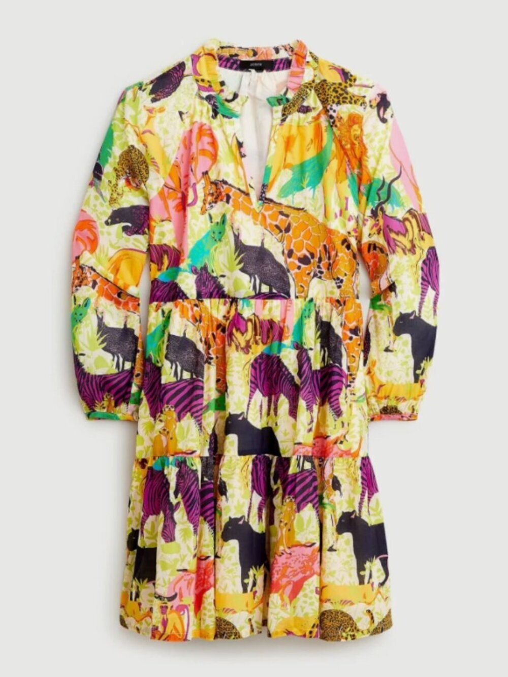 J. Crew Ratti Safari Print Tiered Popover Dress size medium